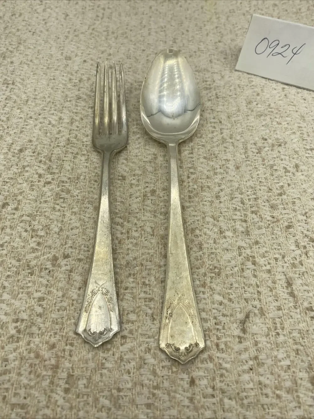 ARION Silverplate JEWELL Pattern Silverplate 8.25” SERVING SPOON & FORK 6.5”